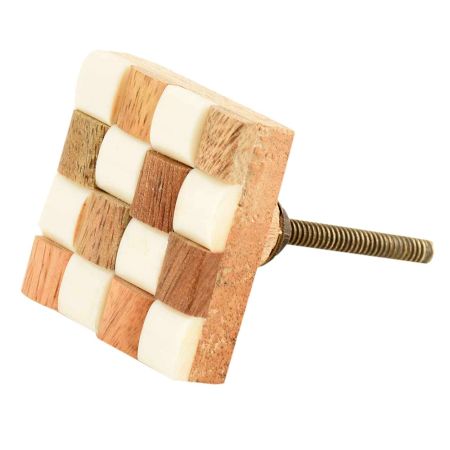 Square Checkerboard Wooden Resin Cabinet Knobs